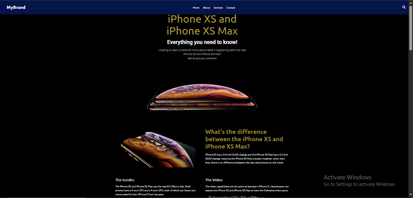 Creative Landing Page for the Iphone X series